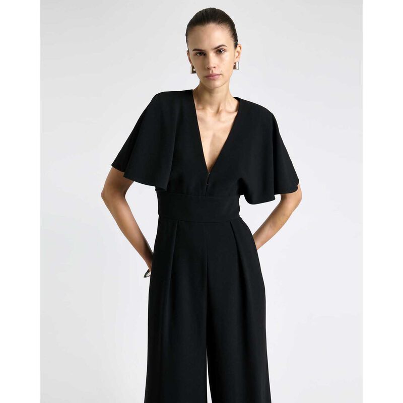 Cue Recycled Crepe Deep V-Neck Jumpsuit image number 3